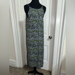 Rusty Blue and Green Patterned‎ Dress women's size 10 paisley animal print